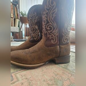 Ariat Men's Bartop Barrel Lasco Tan and Brown Western Boots
